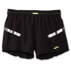 BROOKS Carbonite 4" 2-in-1 Womens TWIN Running Shorts With Stretchy Inner Black/Nightlife