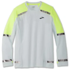 BROOKS Carbonite Mens Long Sleeved Running T-Shirt Icy Grey/Nightlife