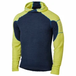 OMM Core+ Insulated & Sweat Wicking Mens Running Hoodie Navy/Yellow