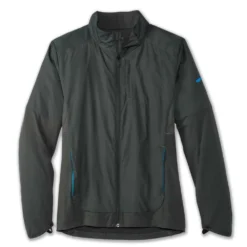 BROOKS Fusion Hybrid Jacket Mens Water Resistant & Wind Resistant Running Jacket Dark Oyster