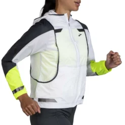 BROOKS Run Visible Convertible Womens Jacket White/Asphalt/Nightlife