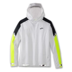 BROOKS Run Visible Mens Thermal Hoodie White/Asphalt/Nightlife