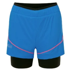 OMM Womens Pace Shorts (Twin Layer) Blue/Pink